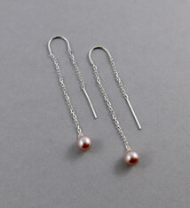 Mikel Grant Jewelry Earrings - Pink Pearl Threader Sterling Silver