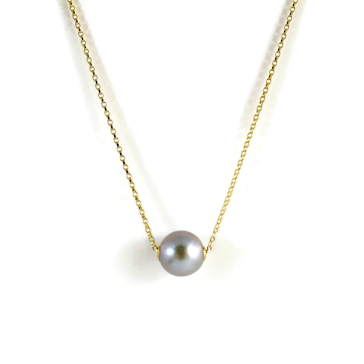 Mikel Grant Jewelry Necklace - Edison Pearl Slider 14K Gold Fill & 18K Gold Pearl Caps