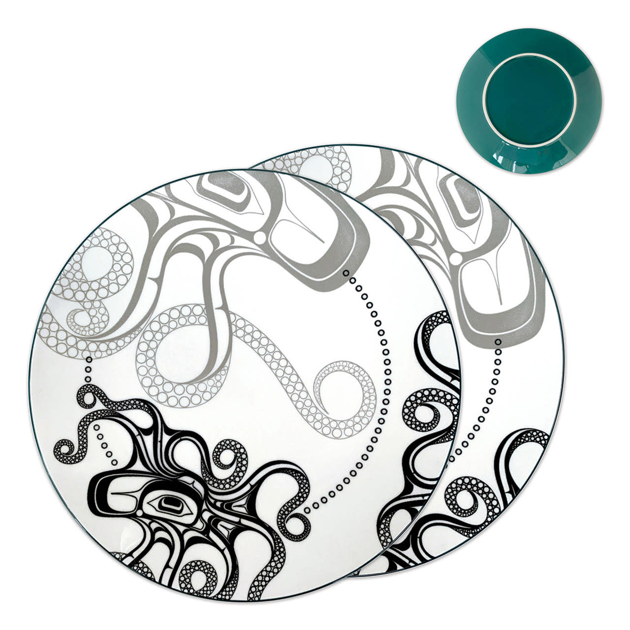 Porcelain Art Dinner Plates Set of 2 - Octopus