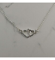 Mikel Grant Jewelry Necklace - Mother & Child Hearts Embrace - Sterling Silver