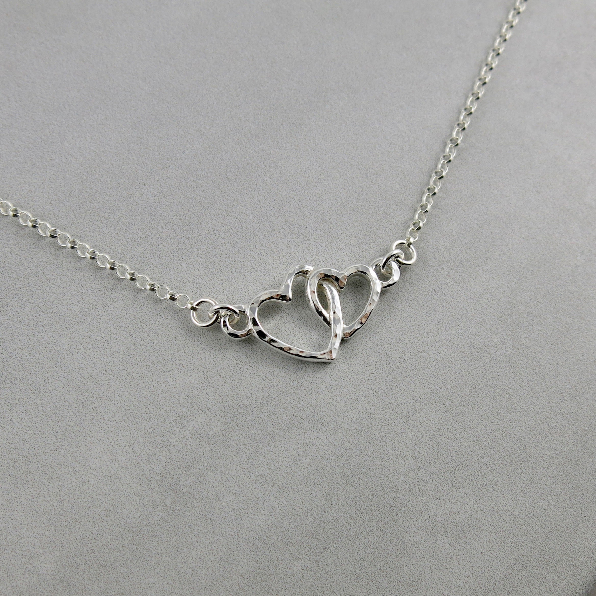 Mikel Grant Jewelry Necklace - Mother & Child Hearts Embrace - Sterling Silver