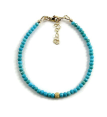 Mikel Grant Jewelry Bracelet - Adjustable Turquoise Bead, 14K Gold Fill