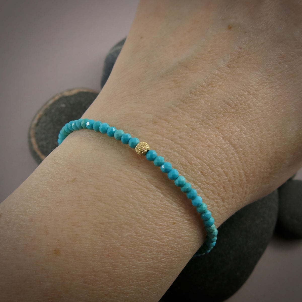 Mikel Grant Jewelry Bracelet - Adjustable Turquoise Bead, 14K Gold Fill