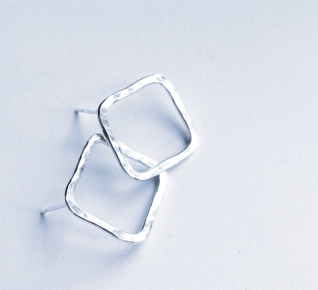 Fire & Grace Silverworks - Marian De Gier - CCBC Earrings - Diamond Loop Studs