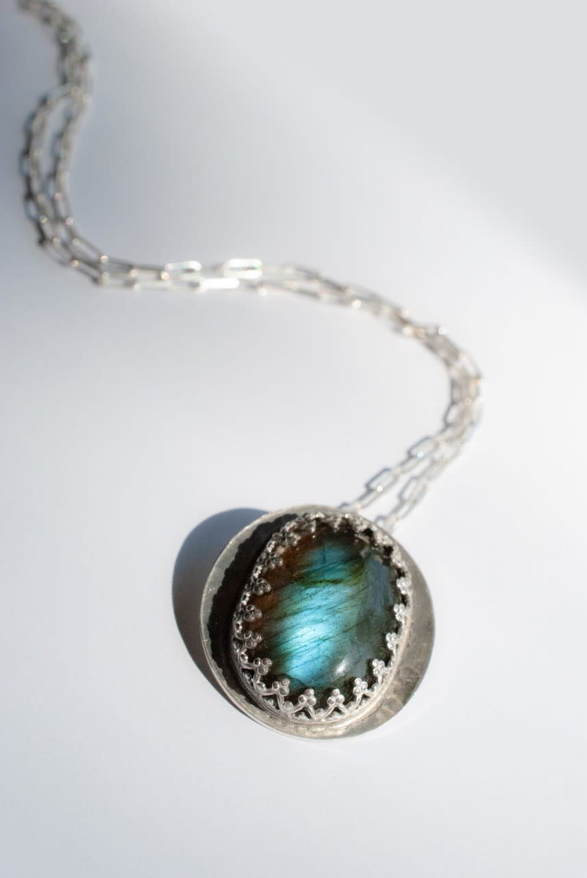 Fire & Grace Silverworks - Marian De Gier - CCBC Necklace - Labradorite Forest Pendant