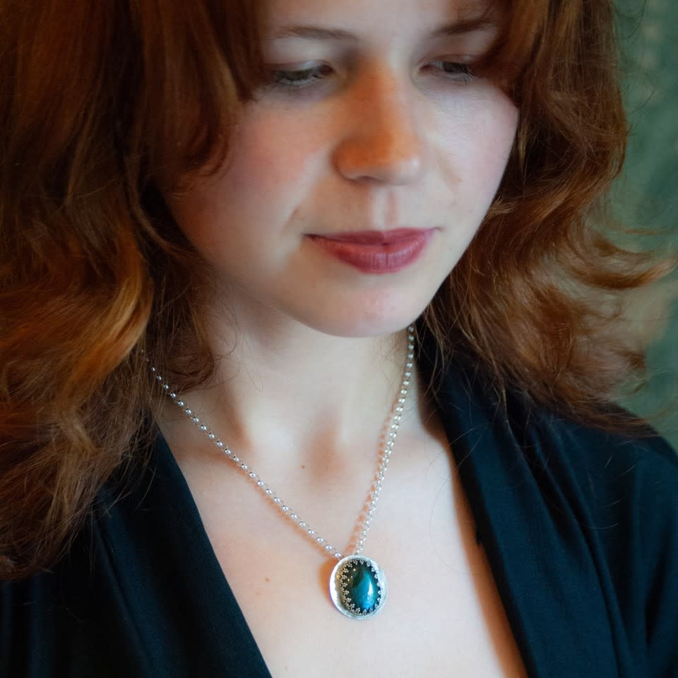 Fire & Grace Silverworks - Marian De Gier - CCBC Necklace - Labradorite Forest Pendant