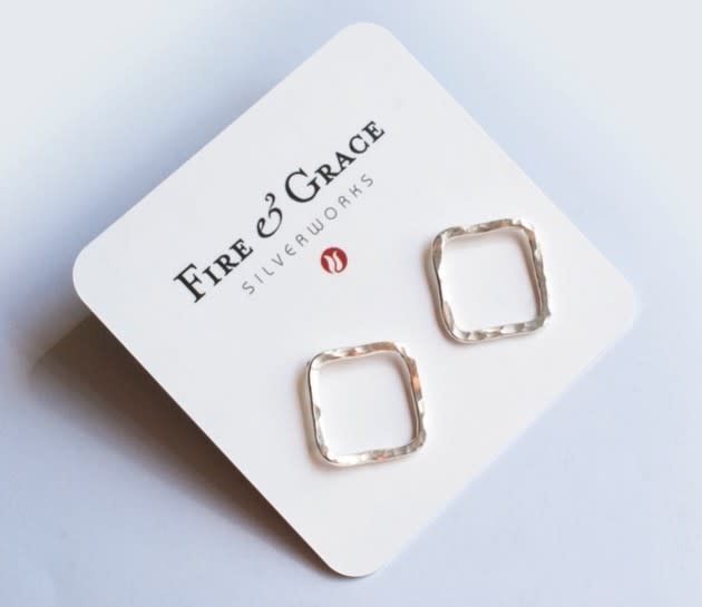 Fire & Grace Silverworks - Marian De Gier - CCBC Earrings - Diamond Loop Studs