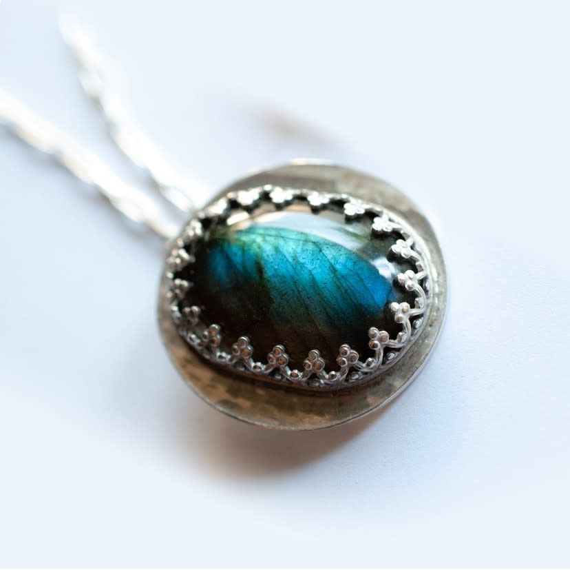 Fire & Grace Silverworks - Marian De Gier - CCBC Necklace - Labradorite Forest Pendant