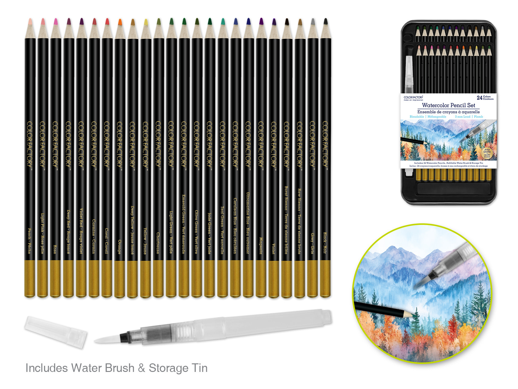 Watercolour Pencil Set - 24 Colours