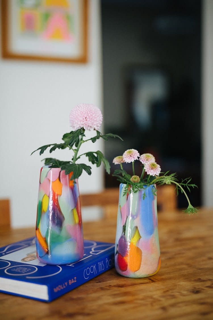 Maria Ida Designs Rainbow Crackle Vase