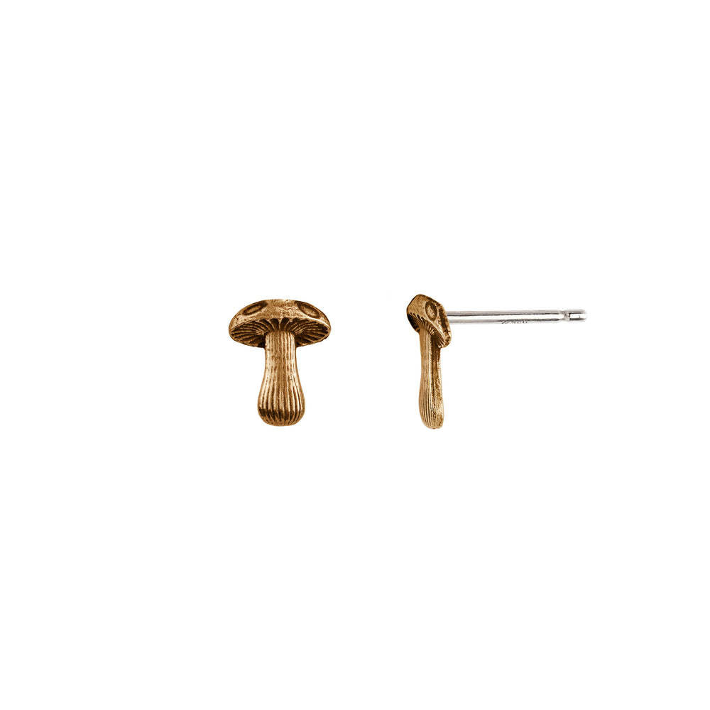 Pyrrha Earrings - Mushroom Symbol Stud - Bronze