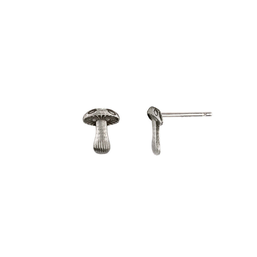Pyrrha Earrings - Mushroom Symbol Stud - Silver