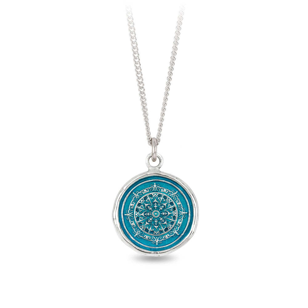 Pyrrha Necklace - Mandala Silver - Capri Blue