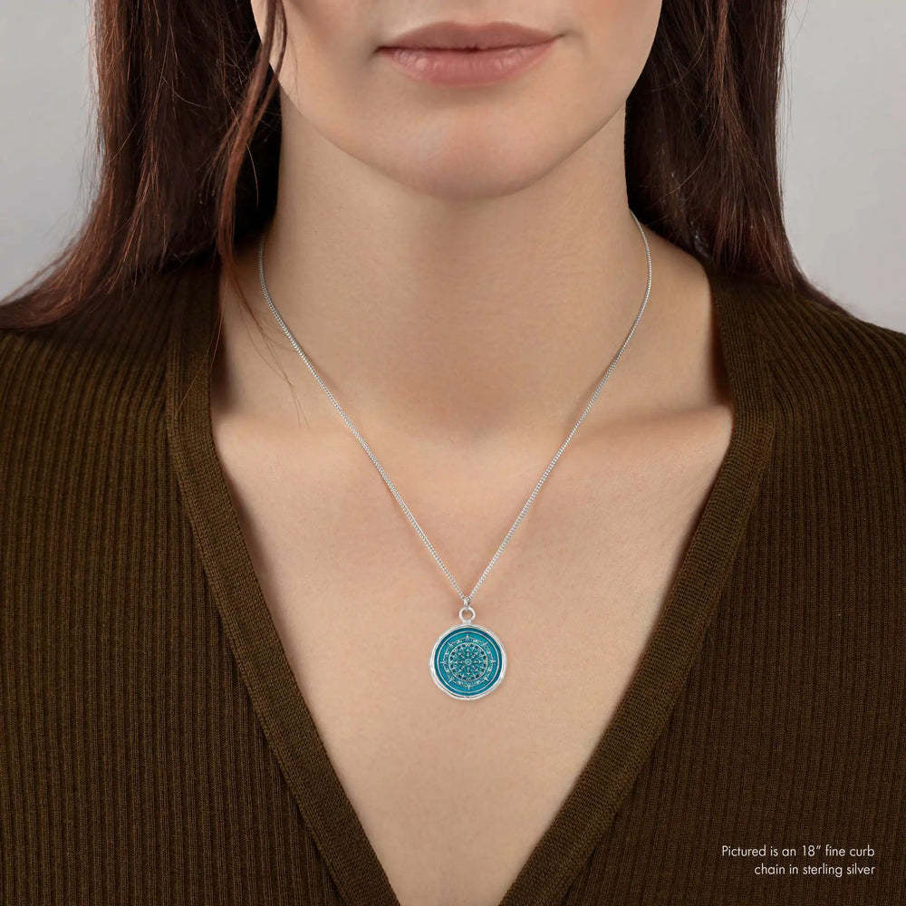 Pyrrha Necklace - Mandala Silver - Capri Blue