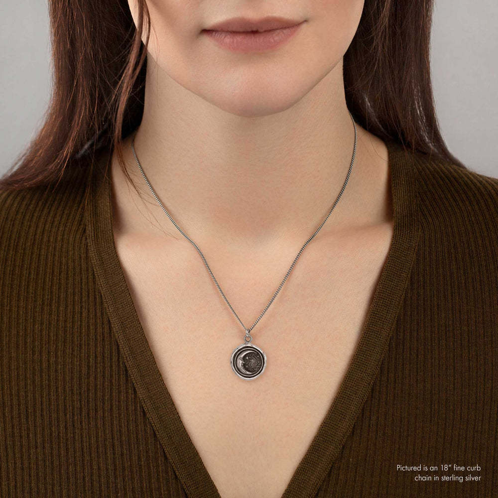 Pyrrha Necklace - Trust the Universe Oxidized Sterling Silver