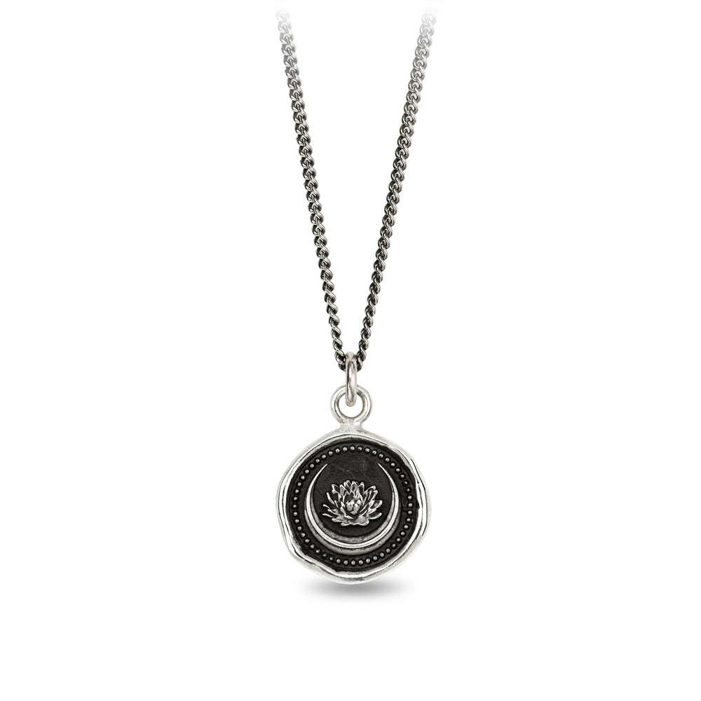 Pyrrha Necklace - Lotus Flower Oxidized Sterling Silver