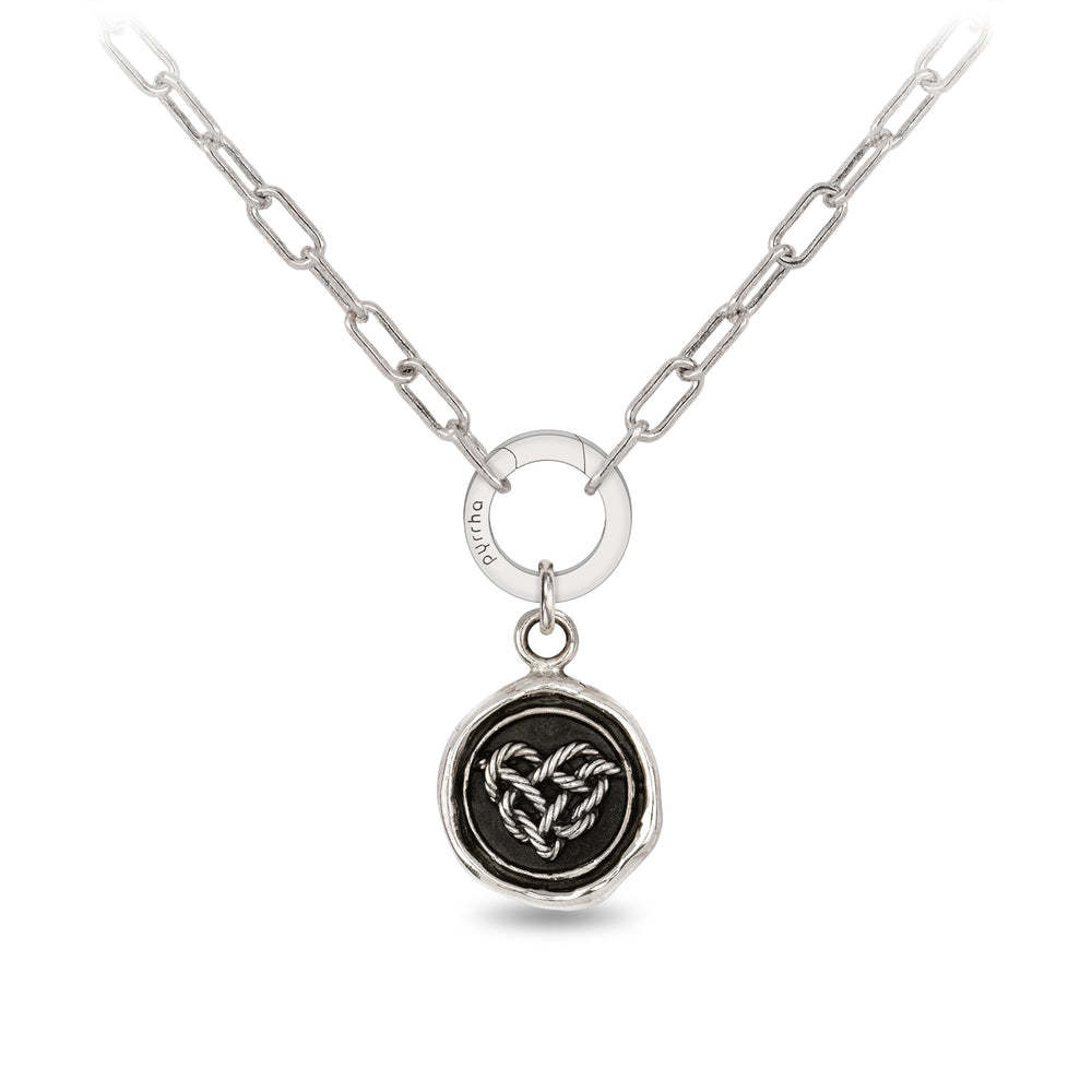 Pyrrha Necklace - Love Knot Oxidized Small Paperclip Chain