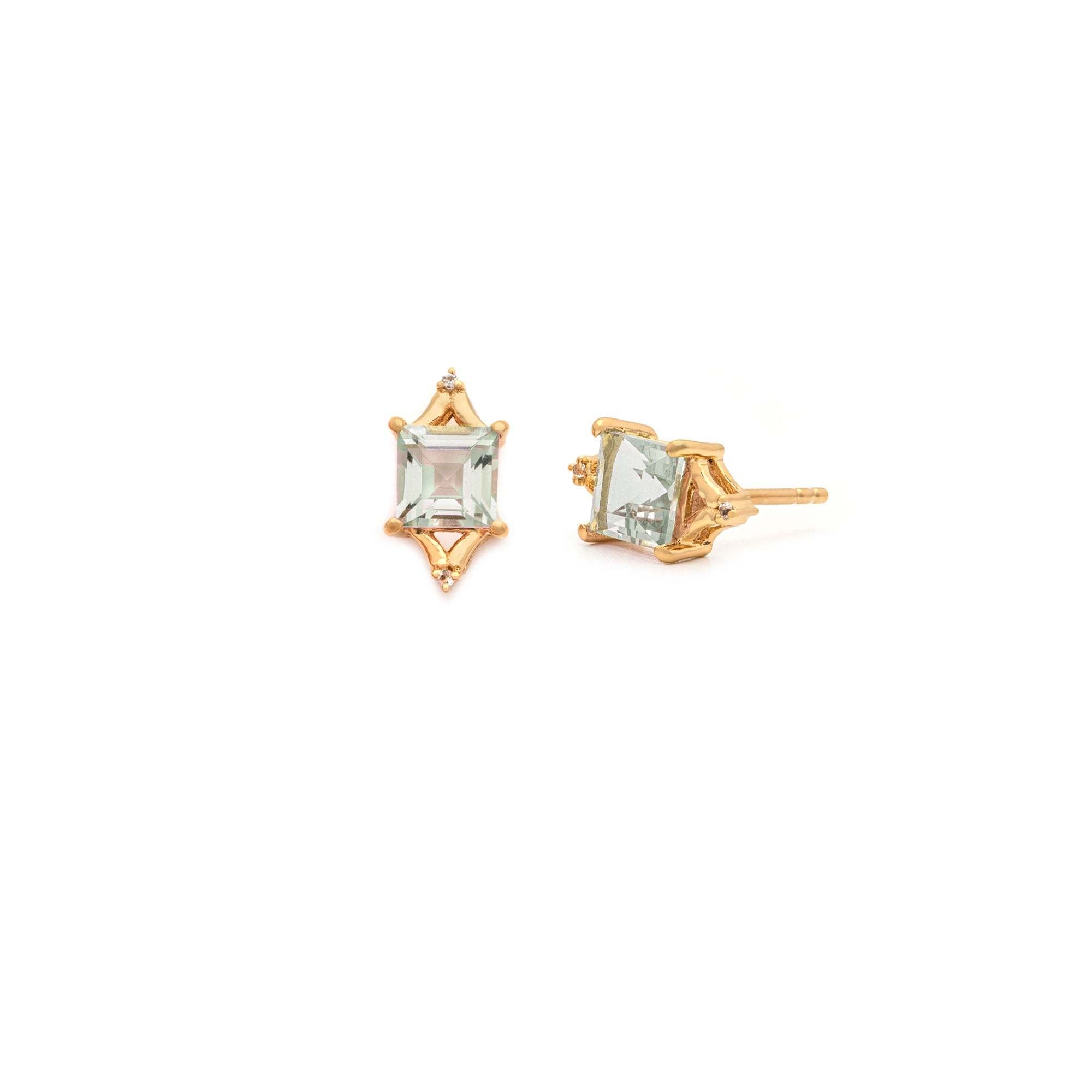 Leah Yard Designs Earrings - Diana Studs - Green Amethyst