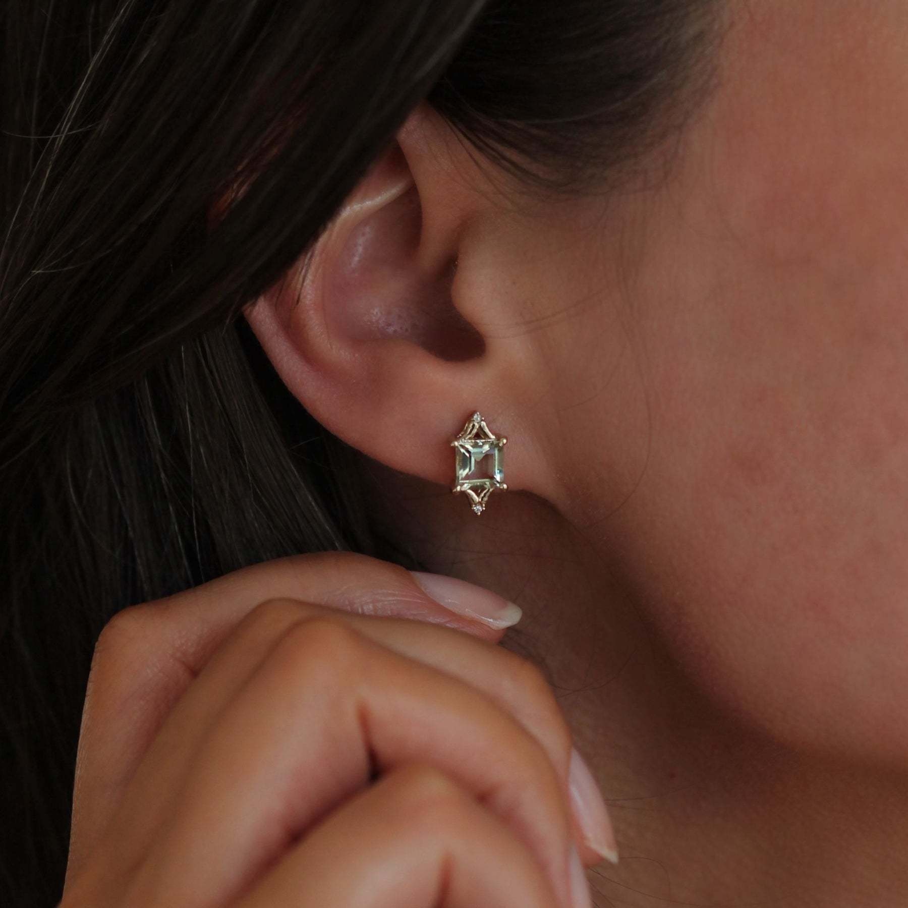 Leah Yard Designs Earrings - Diana Studs - Green Amethyst
