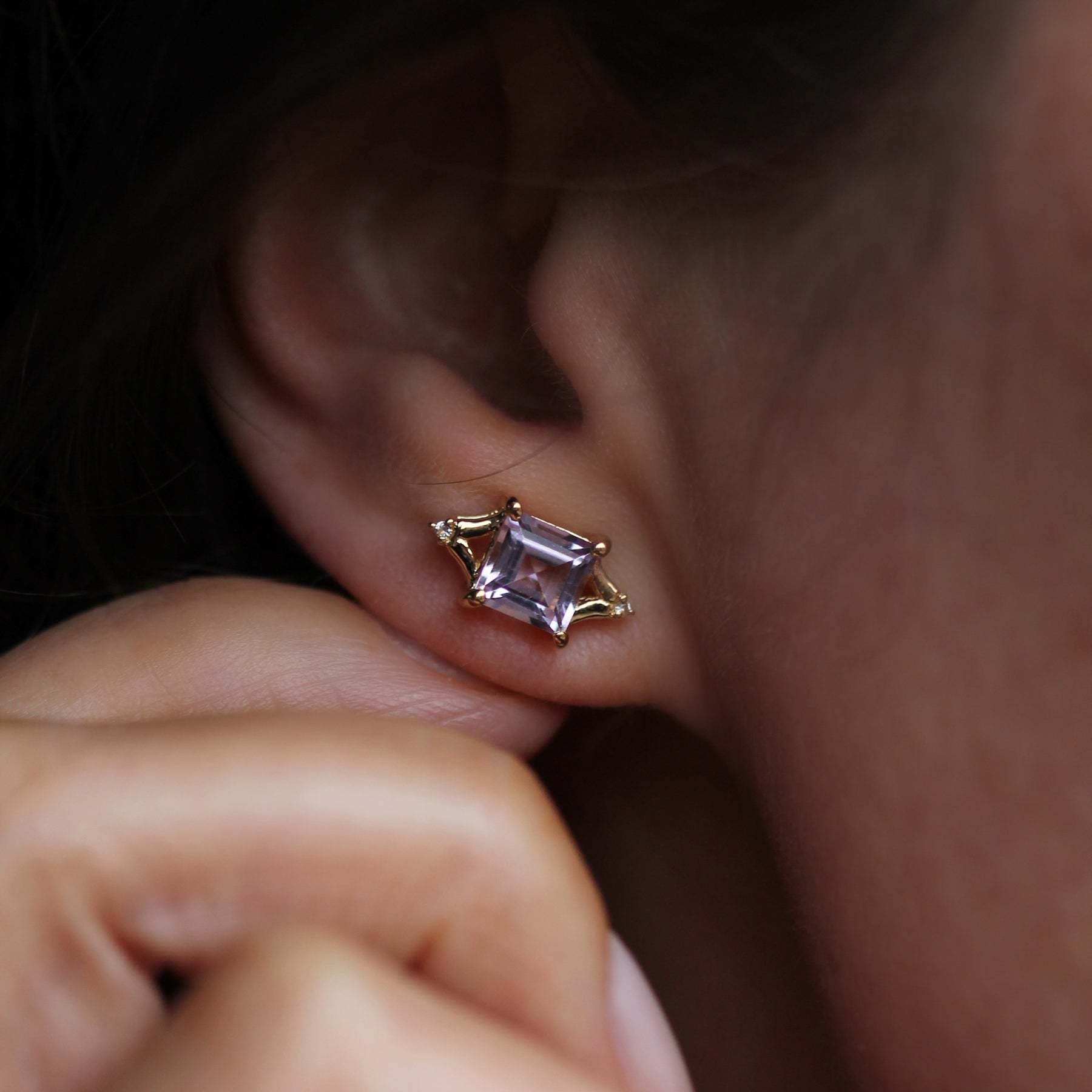 Leah Yard Designs Earrings - Diana Studs - Pink Amethyst