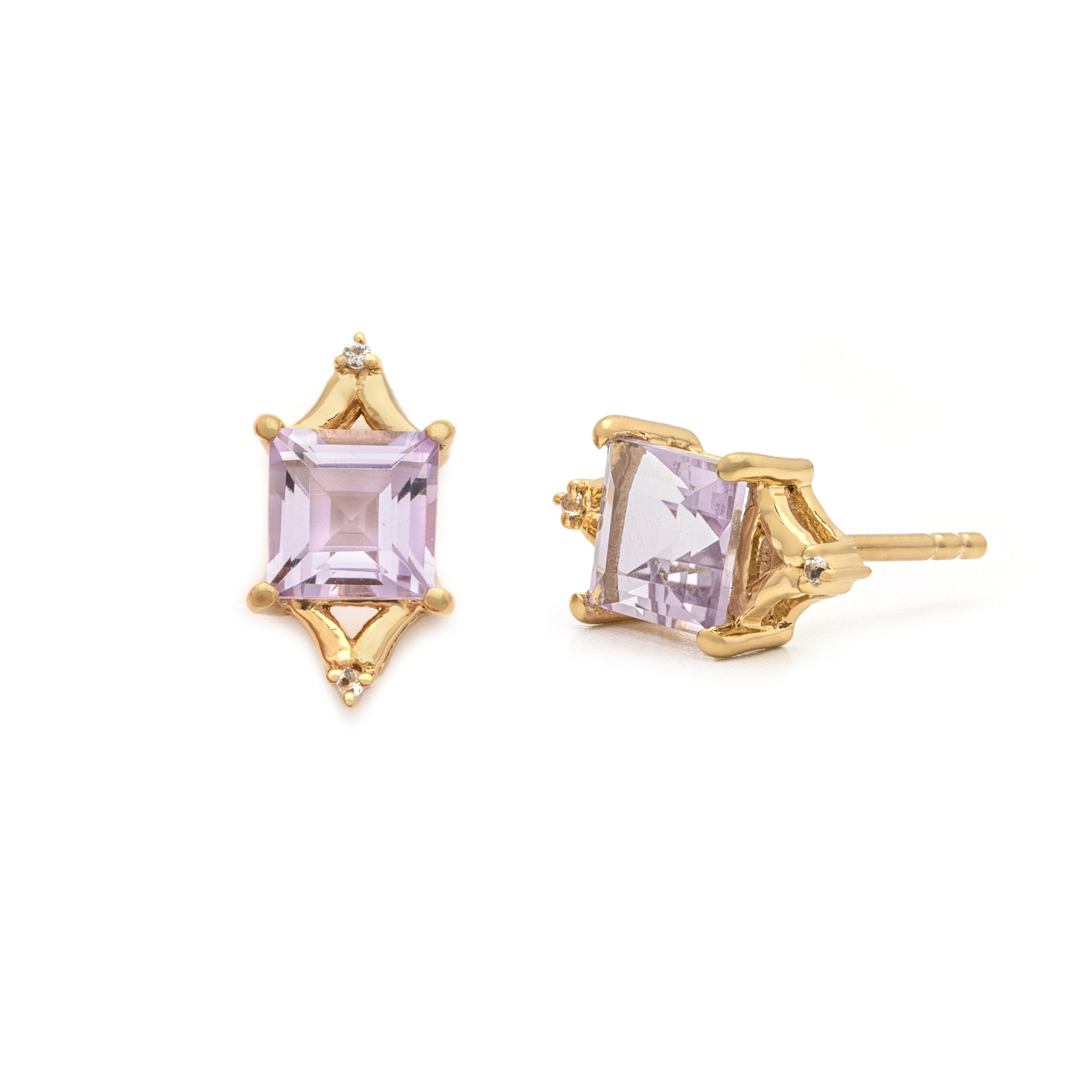 Leah Yard Designs Earrings - Diana Studs - Pink Amethyst