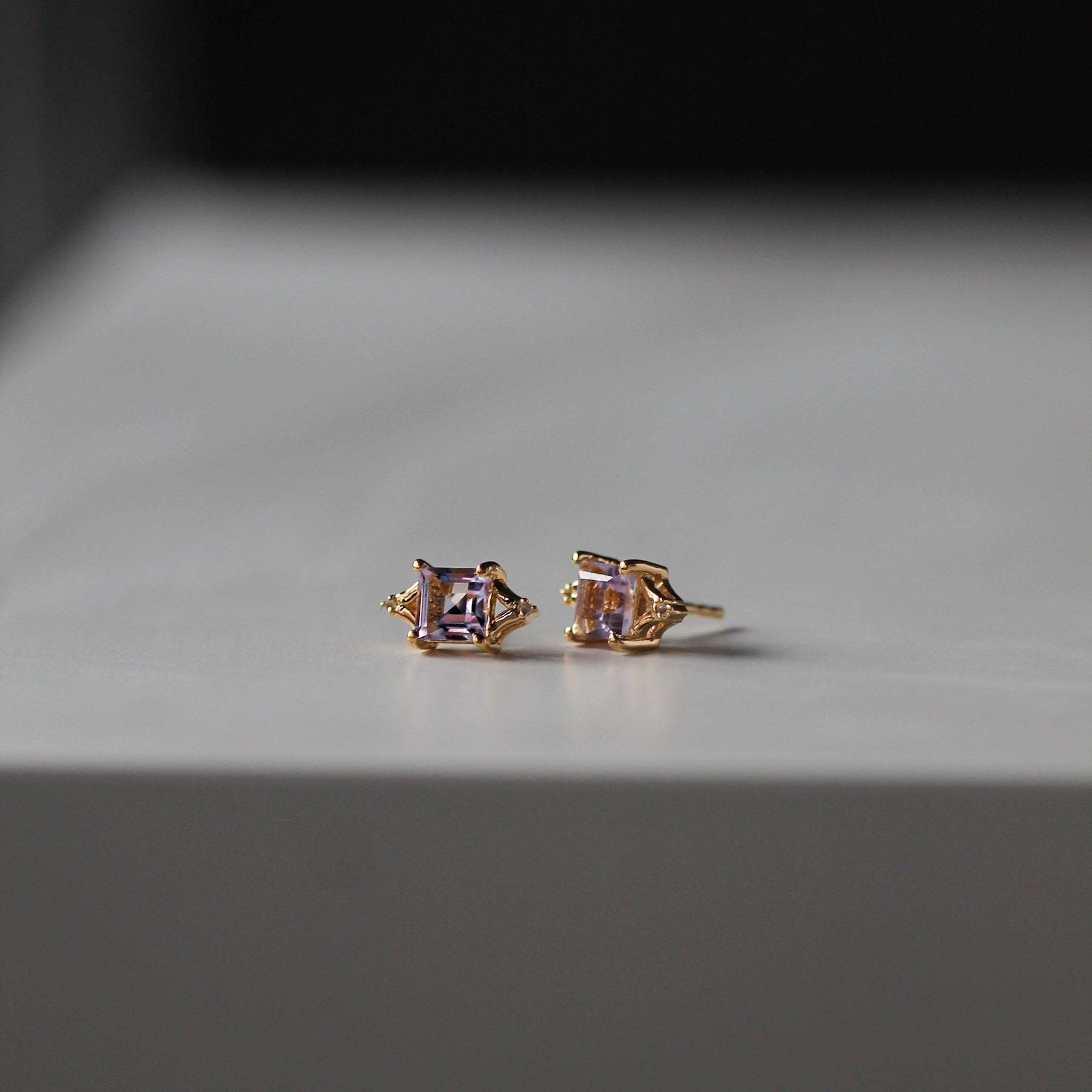 Leah Yard Designs Earrings - Diana Studs - Pink Amethyst