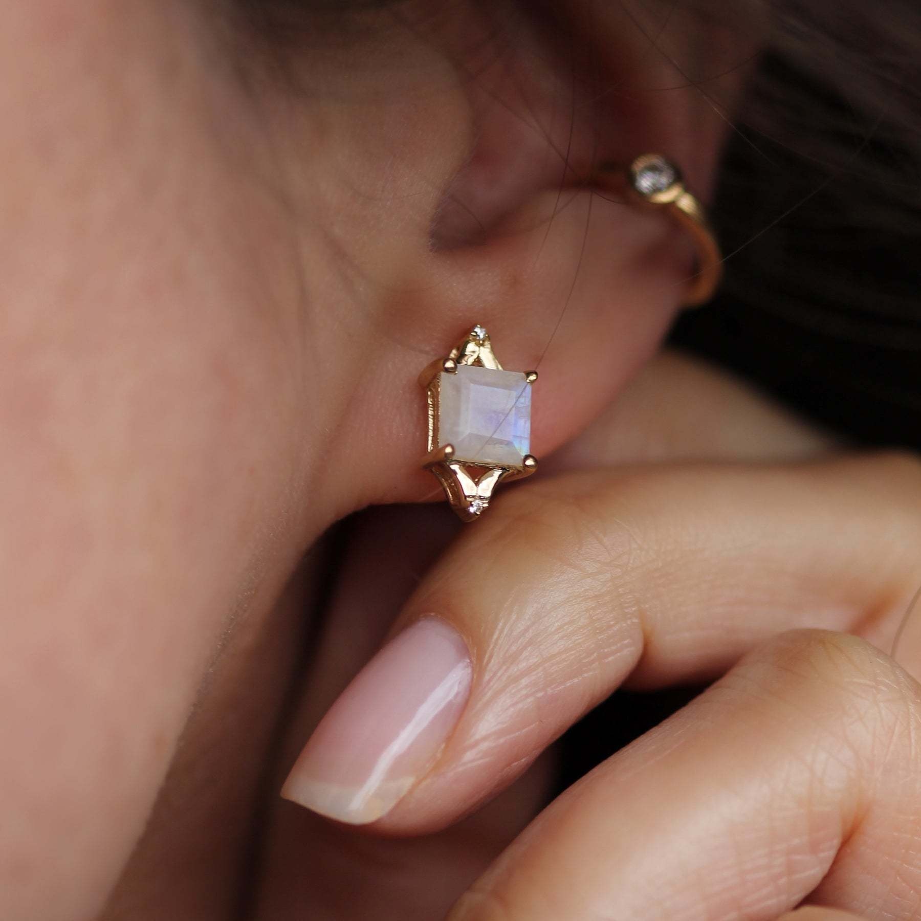 Leah Yard Designs Earrings - Diana Studs - Moonstone