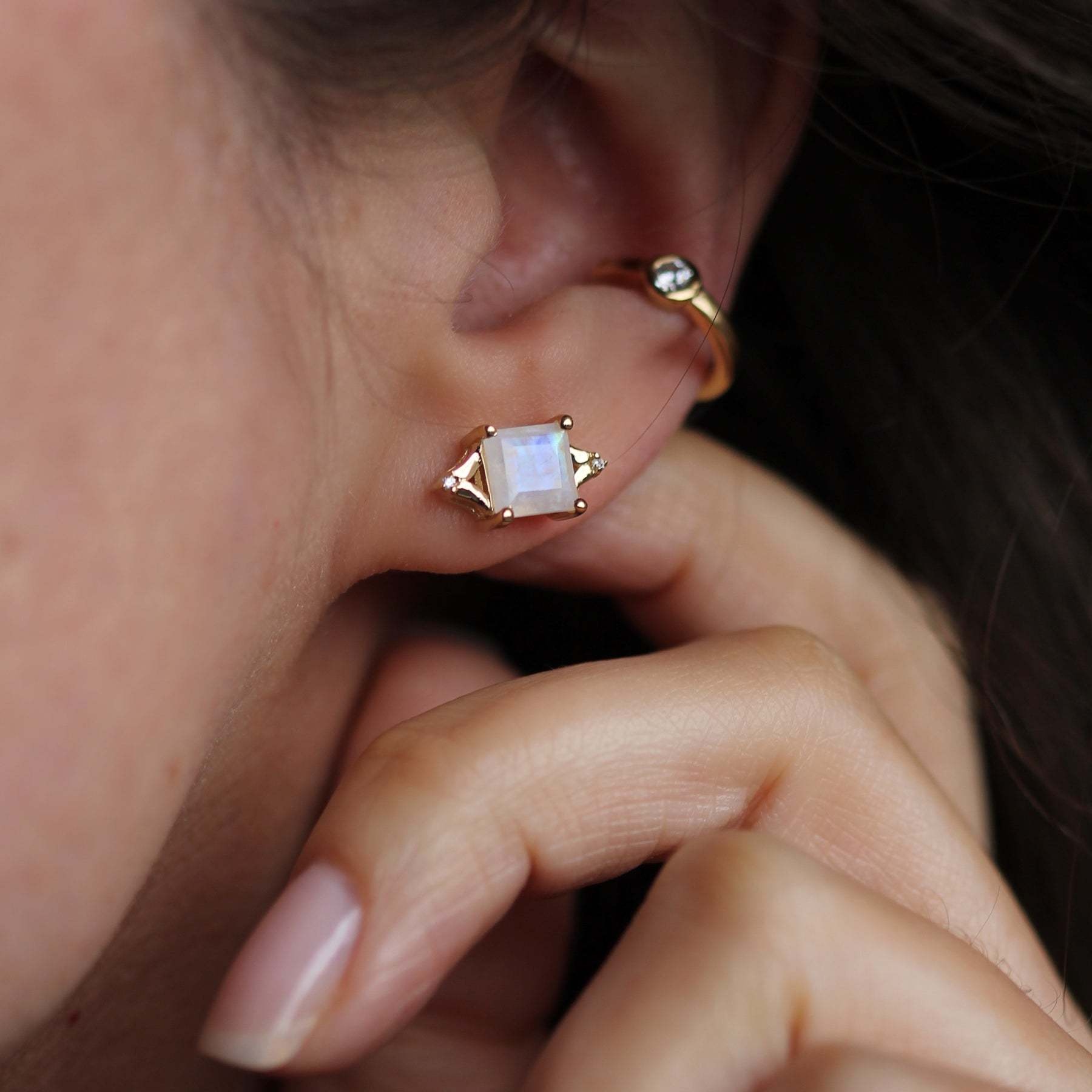 Leah Yard Designs Earrings - Diana Studs - Moonstone