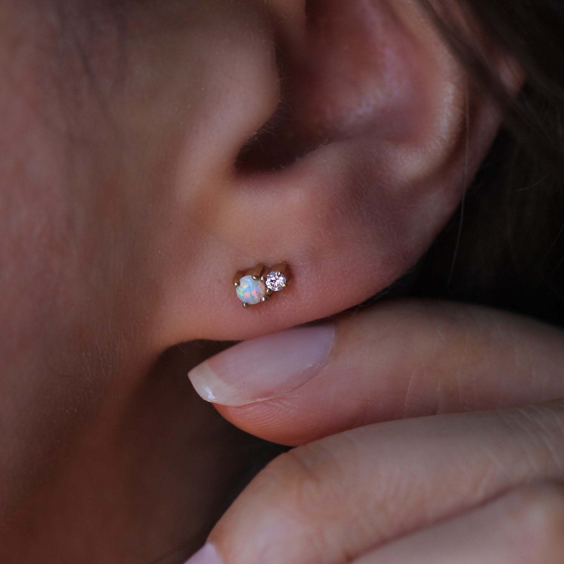 Leah Yard Designs Earrings - Mini Joy Studs - Synthetic Opal
