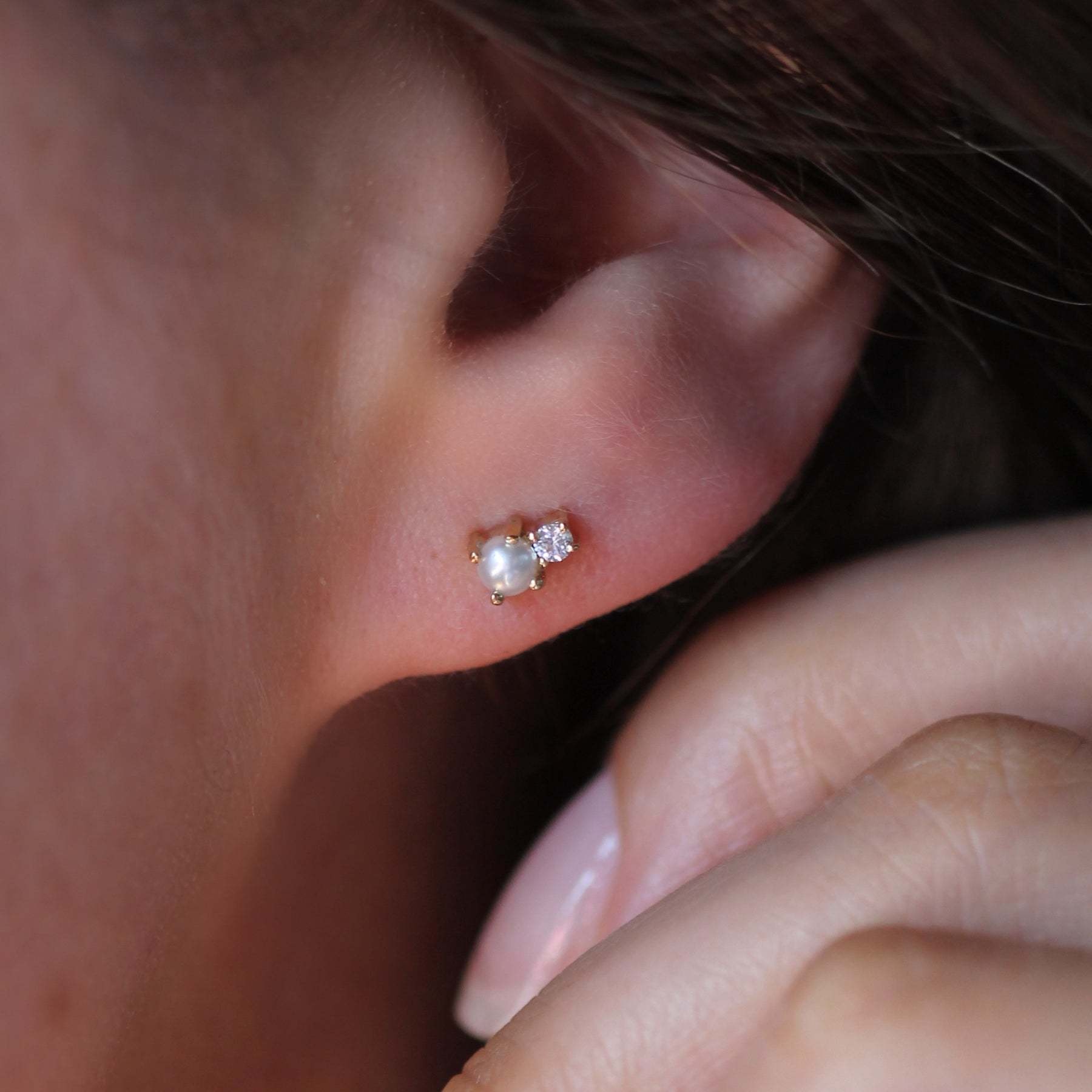 Leah Yard Designs Earrings - Mini Joy Studs - Pearl