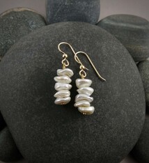 Mikel Grant Jewelry Earrings - Ruffle 14K Gold Fill, Keshi Pearls