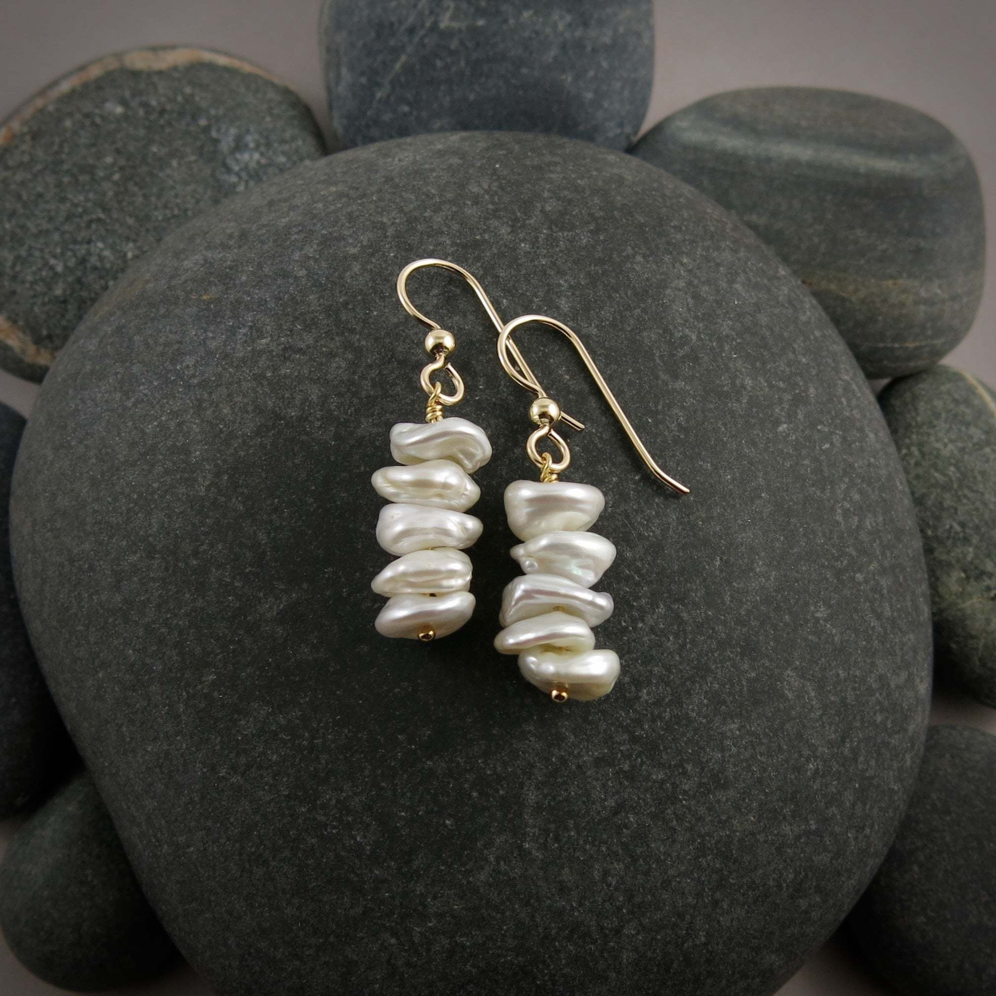 Mikel Grant Jewelry Earrings - Ruffle 14K Gold Fill, Keshi Pearls