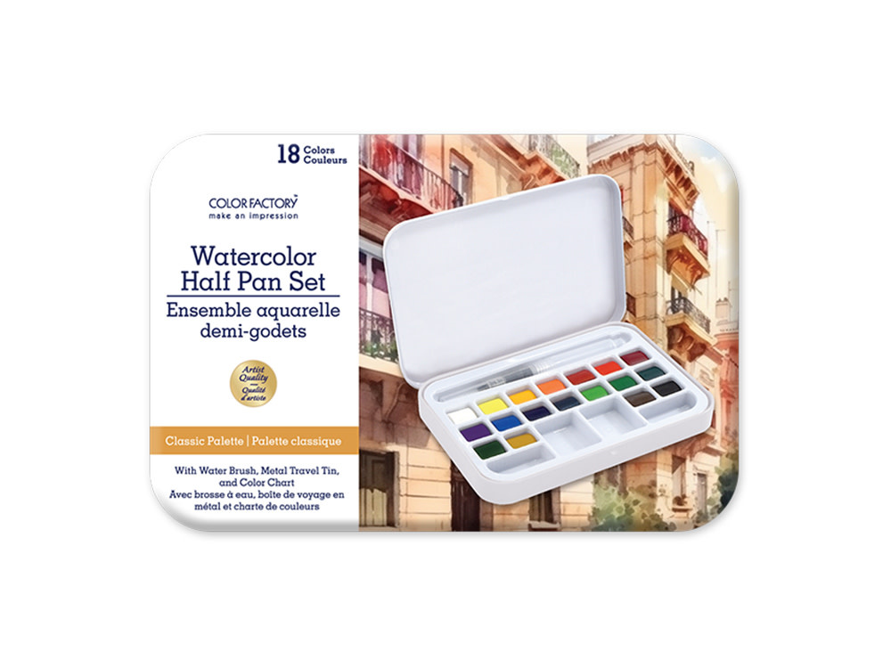 Watercolour Half Pan Set 18 Colours Classic Palette