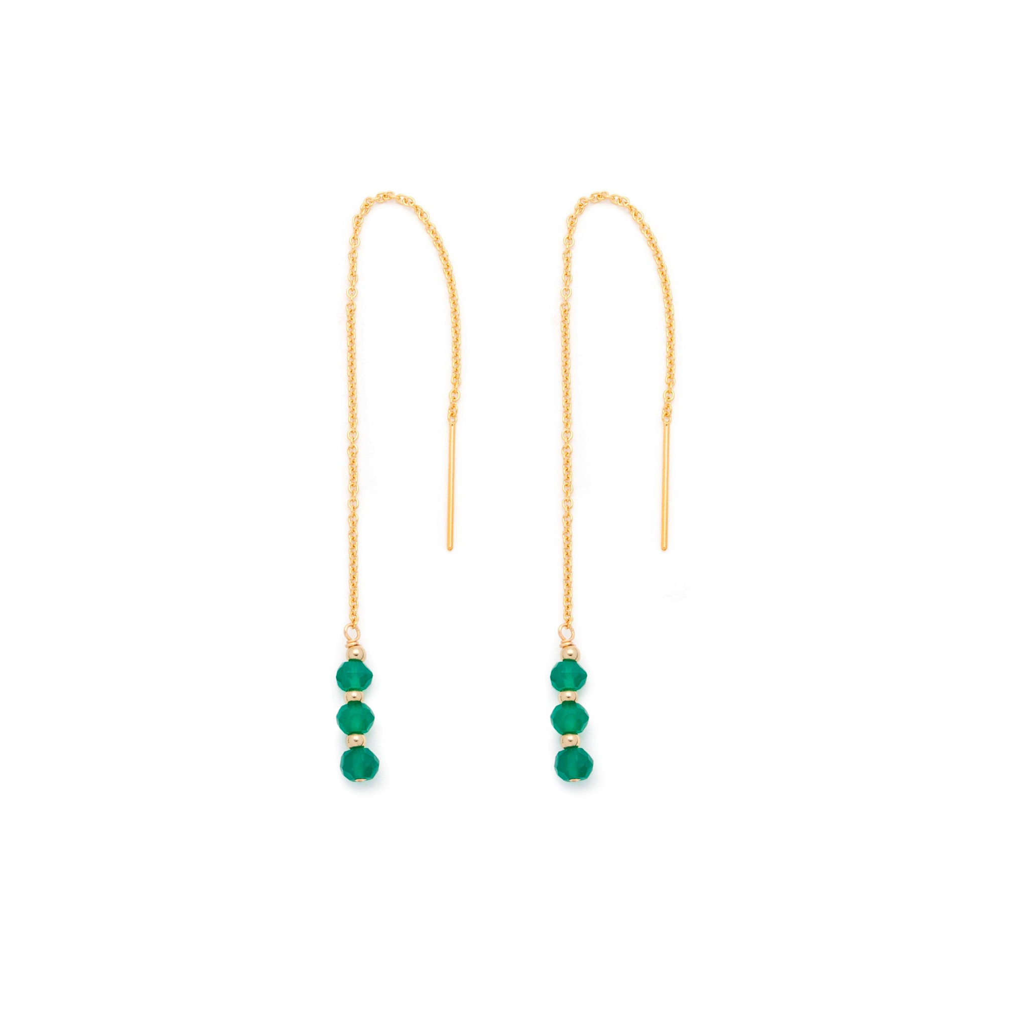 Leah Yard Designs Earrings - Threader - Green Onyx