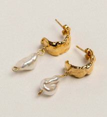 Pamela Card Earrings - Nostalgic Echo 24K Plated, Freshwater Irregular Potato Pearl
