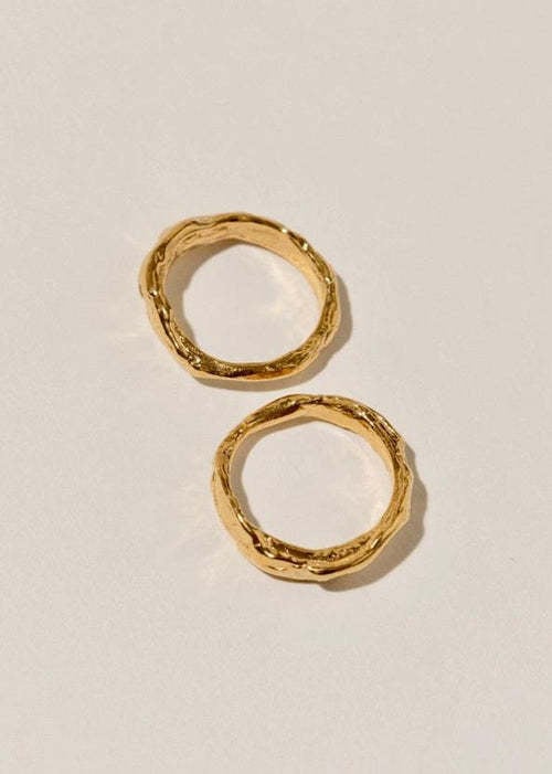 Pamela Card Ring - Divine Unity Set of 2, 24K Plated - Sz 7
