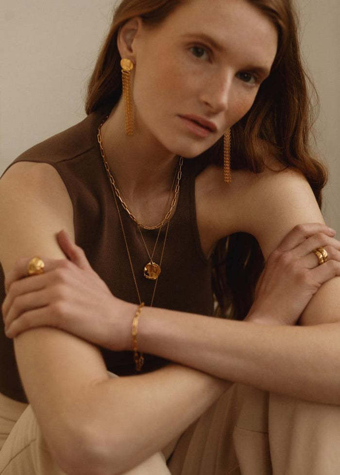 Pamela Card Necklace - Faded Memory 24K Gold Plated