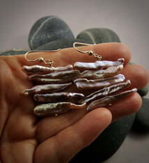 Mikel Grant Jewelry Earrings - Stick Stack Pink Keshi Pearls, 14K Gold Fill