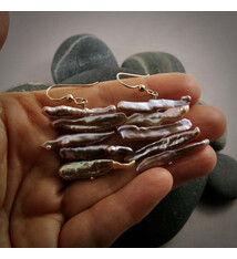 Mikel Grant Jewelry Earrings - Stick Stack Pink Keshi Pearls, 14K Gold Fill