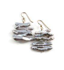 Mikel Grant Jewelry Earrings - Stick Stack Grey Keshi Pearls, 14K Gold Fill