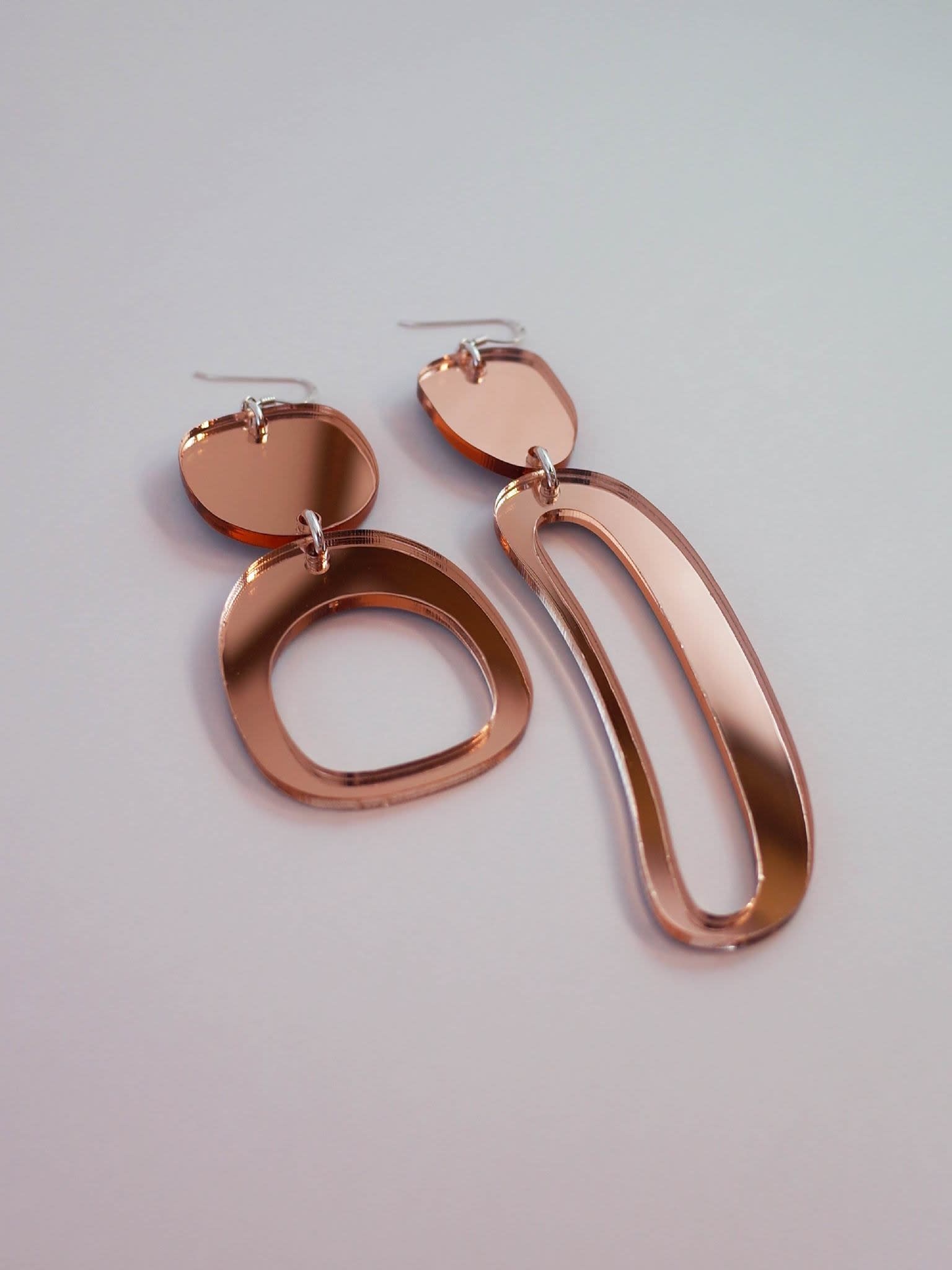 Warren Steven Scott Earrings - Mixed Ovoids -  Rose Mirror