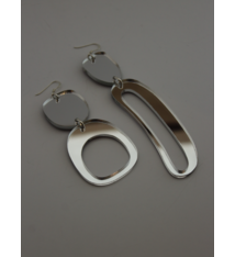 Warren Steven Scott Earrings - Mixed Ovoids -  Silver Mirror