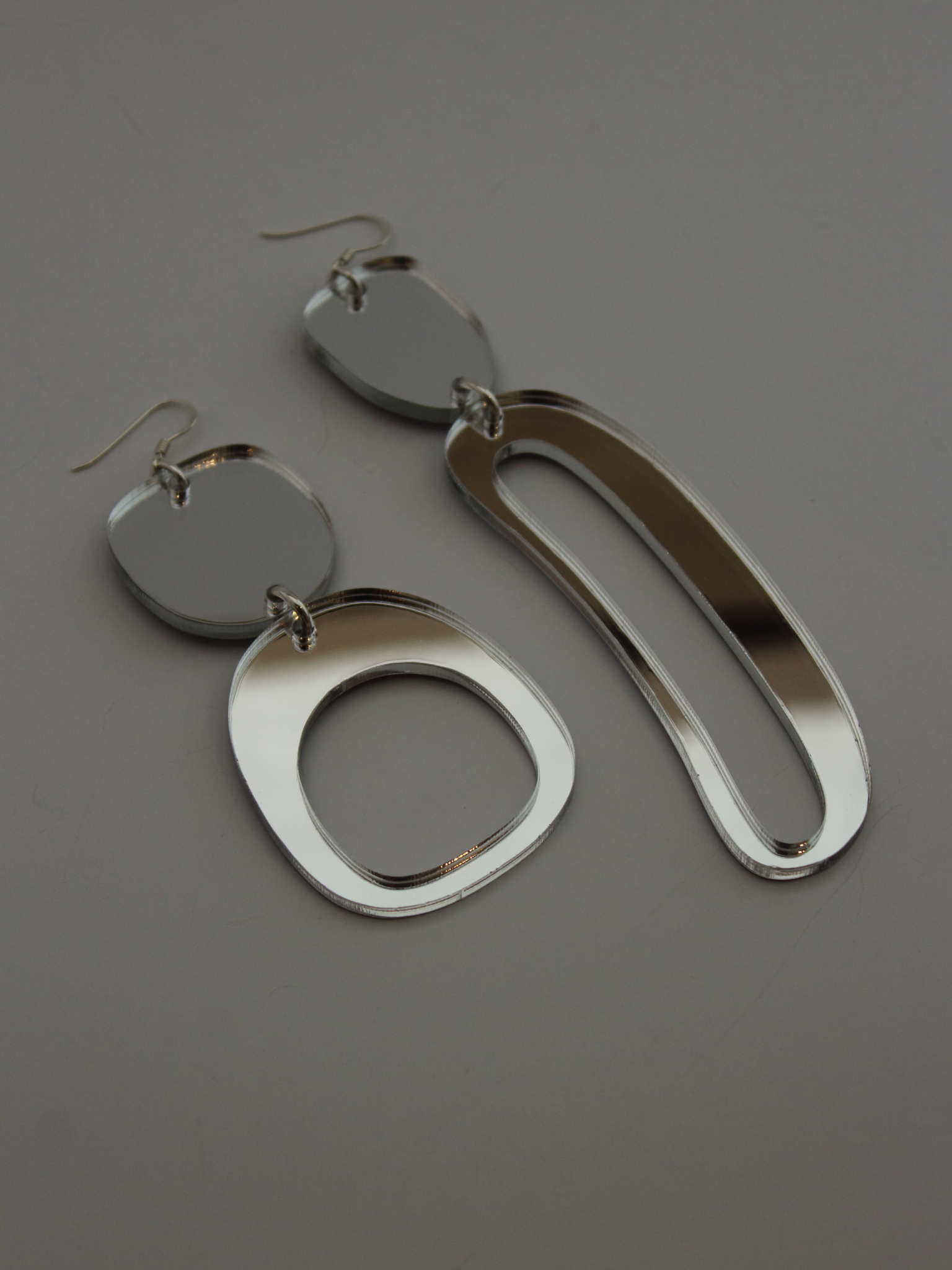 Warren Steven Scott Earrings - Mixed Ovoids -  Silver Mirror