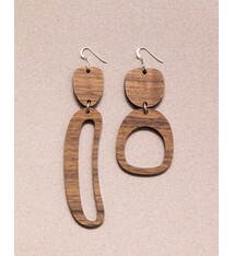 Warren Steven Scott Earrings - Mixed Ovoids -  Walnut