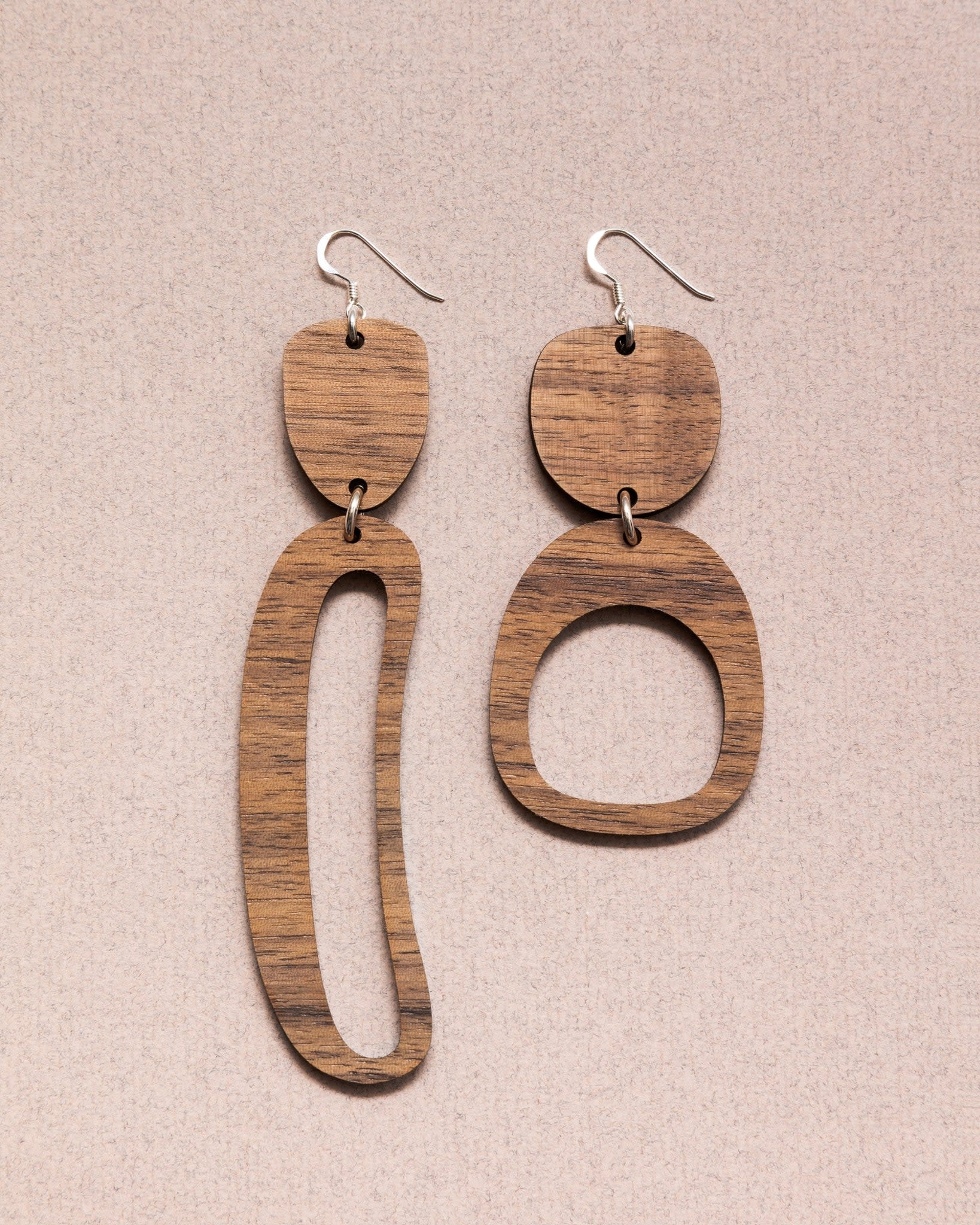 Warren Steven Scott Earrings - Mixed Ovoids -  Walnut