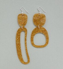 Warren Steven Scott Earrings - Mixed Ovoids - Mini -  Super Sparkle Gold Glitter