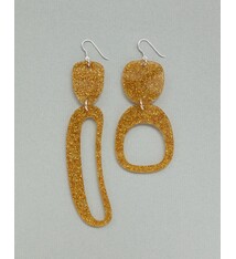 Warren Steven Scott Earrings - Mixed Ovoids - Mini -  Super Sparkle Gold Glitter