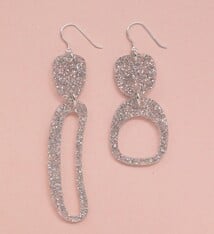 Warren Steven Scott Earrings - Mixed Ovoids - Mini -  Super Sparkle Silver Glitter