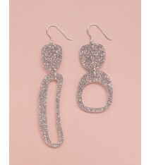 Warren Steven Scott Earrings - Mixed Ovoids - Mini -  Super Sparkle Silver Glitter