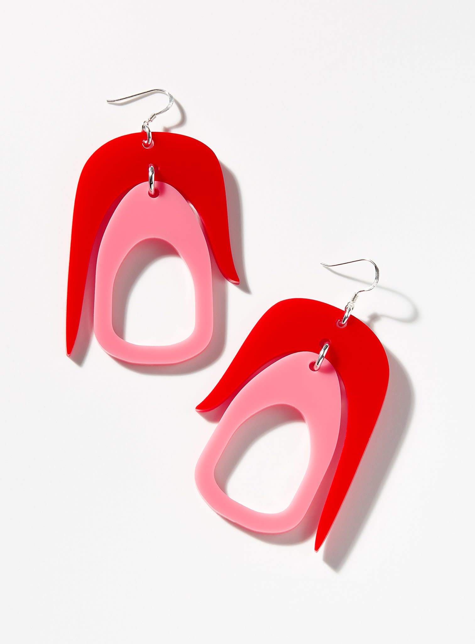 Warren Steven Scott Earrings - Salish Chandelier - Mini -  Red/Pink
